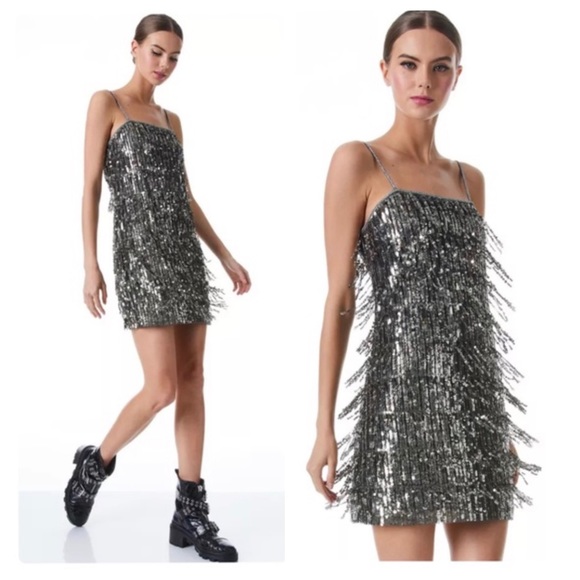 ALICE + OLIVIA Chicago Sequined Fringe Mini Dress - Picture 10 of 17